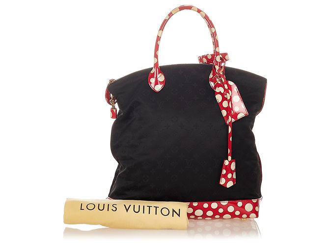 Louis Vuitton Black Monogram Lockit Vertical Yayoi Kusama Dots Infinity MM Nero Rosso - vista 10