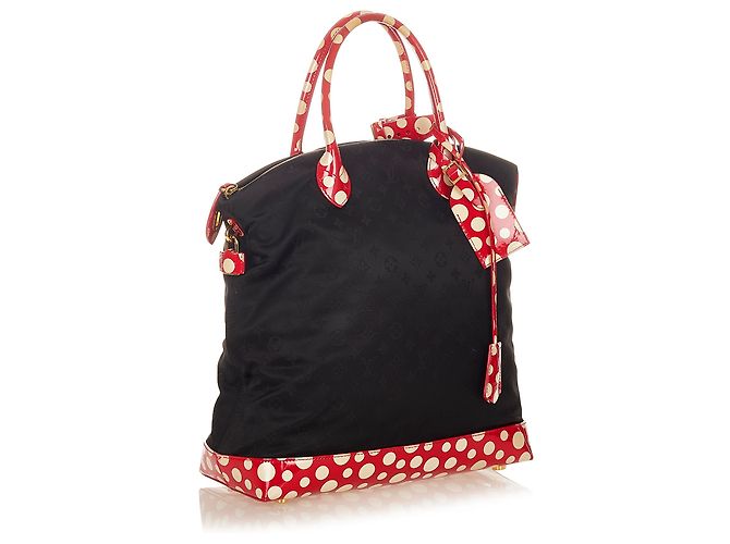 Louis Vuitton Black Monogram Lockit Vertical Yayoi Kusama Dots Infinity MM Nero Rosso - vista 2