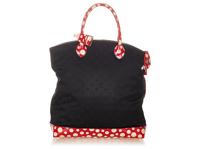 Louis Vuitton Black Monogram Lockit Vertical Yayoi Kusama Dots Infinity MM Nero Rosso - vista 3