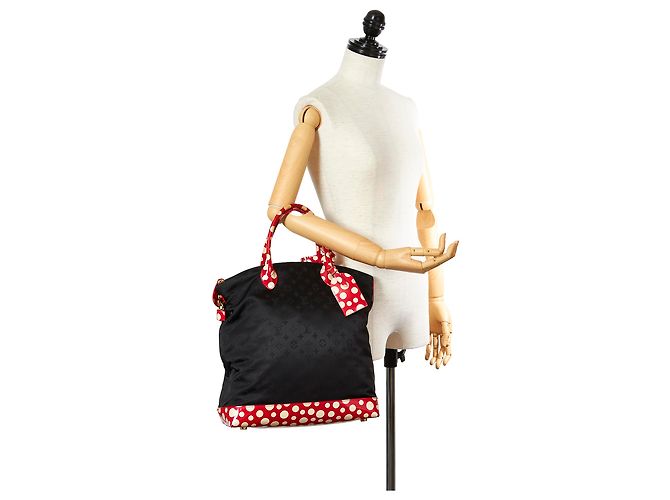 Louis Vuitton Black Monogram Lockit Vertical Yayoi Kusama Dots Infinity MM Nero Rosso - vista 9