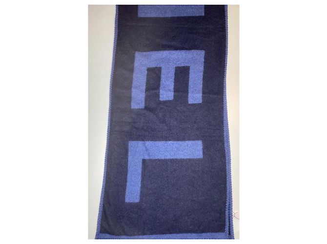 Chanel New Cashmere & Silk Schal Schwarz Marineblau - Ansicht 3