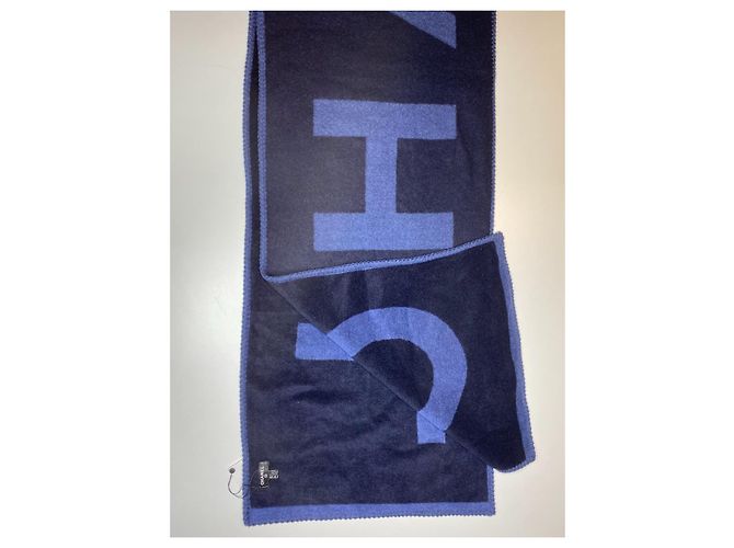 Chanel New Cashmere & Silk Schal Schwarz Marineblau - Ansicht 4