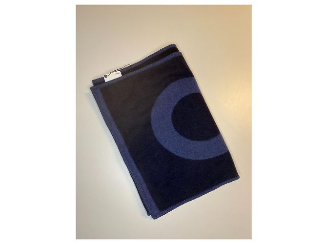 Chanel New Cashmere & Silk Schal Schwarz Marineblau - Ansicht 5