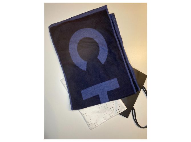 Chanel New Cashmere & Silk Schal Schwarz Marineblau - Ansicht 6