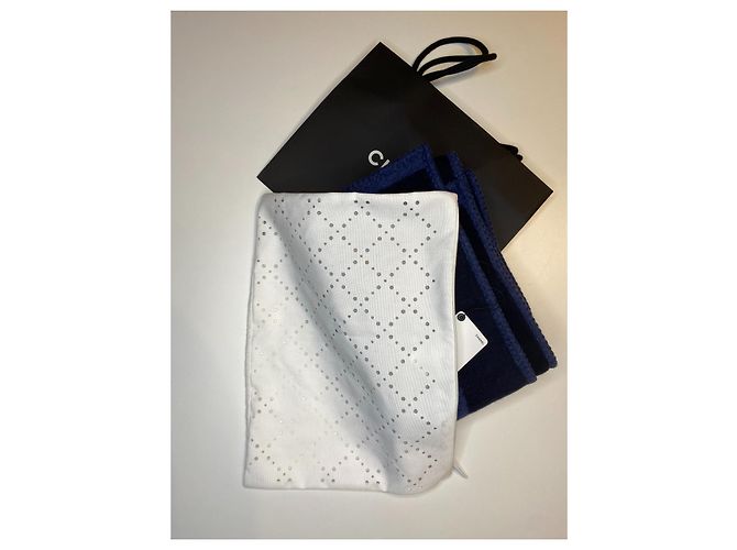 Chanel New Cashmere & Silk Schal Schwarz Marineblau - Ansicht 7