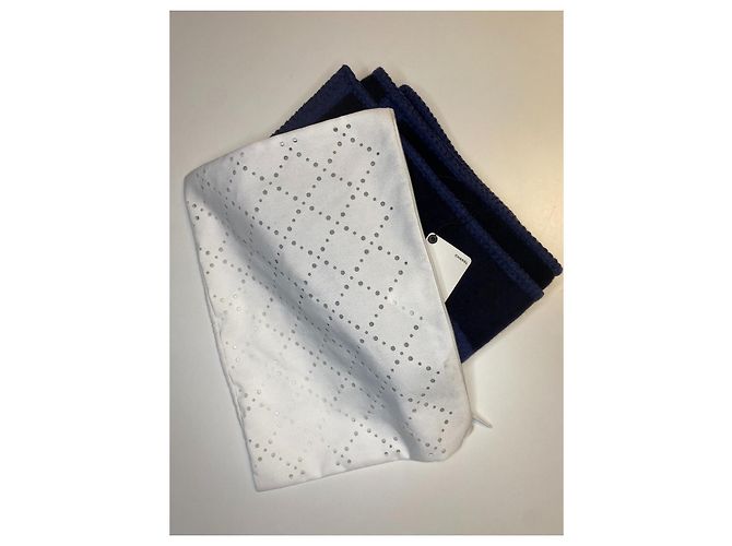 Chanel New Cashmere & Silk Schal Schwarz Marineblau - Ansicht 8
