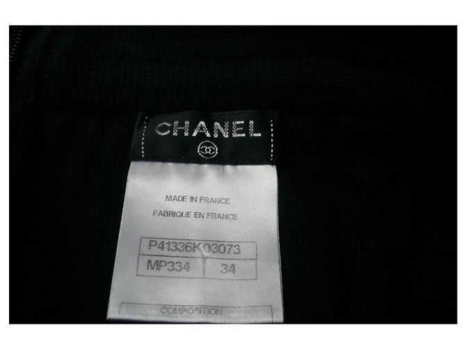 CHANEL - FALDA DE PUNTO DE ALGODÓN MARINO DE CINTURA ALTA34 - vista 6