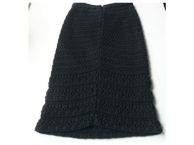 CHANEL - FALDA DE PUNTO DE ALGODÓN MARINO DE CINTURA ALTA34 - vista 8
