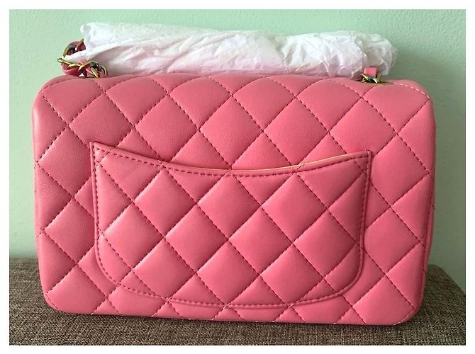 Minibolso con solapa rectangular rosa Timeless de Chanel - vista 6