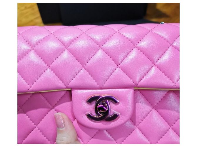 Minibolso con solapa rectangular rosa Timeless de Chanel - vista 8