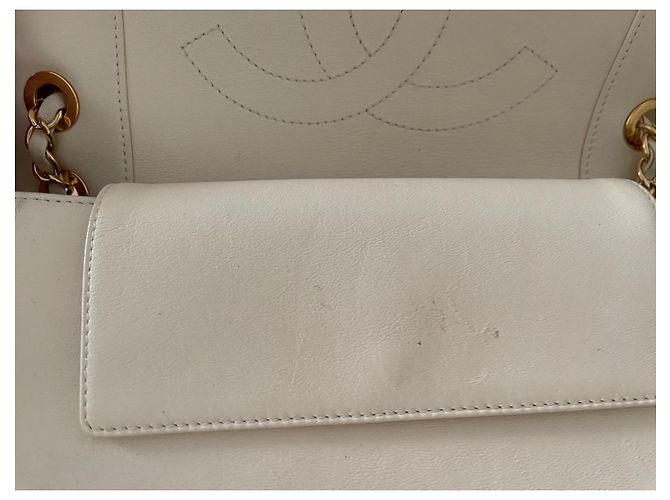 Chanel Mademoiselle Borsa a mano in pelle beige oro Gold hardware - vista 5