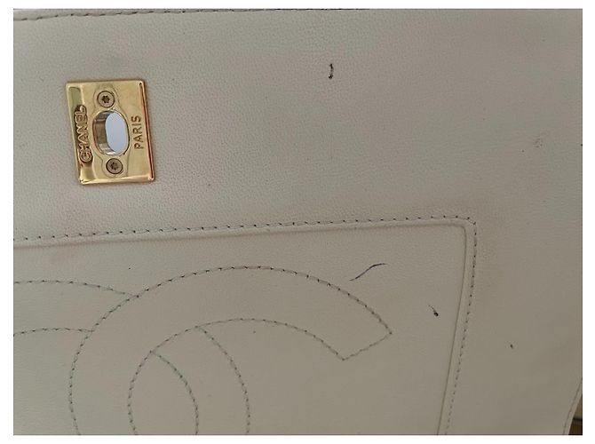 Chanel Mademoiselle Borsa a mano in pelle beige oro Gold hardware - vista 7
