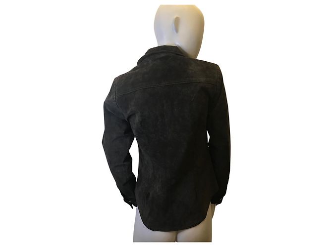 Autre Marque Dunkelbraune Wildlederjacke aus Hirschleder - Ansicht 2