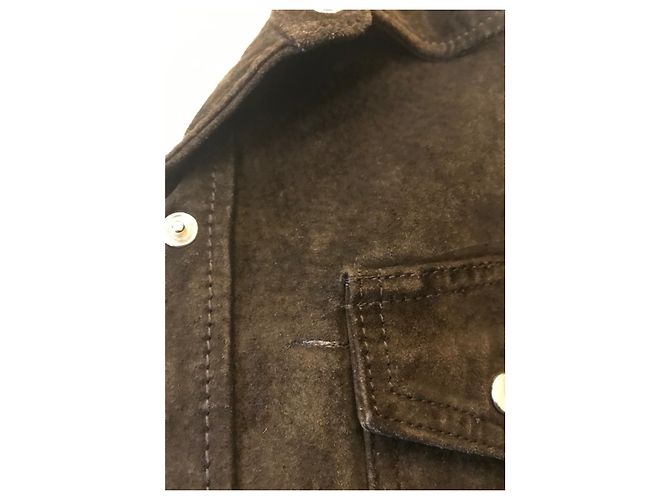Autre Marque Dunkelbraune Wildlederjacke aus Hirschleder - Ansicht 3