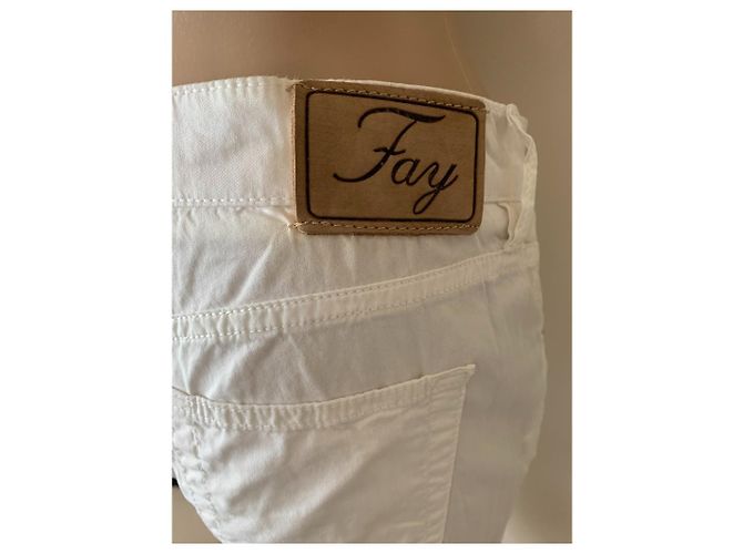 Pantalones blancos de algodón de corte recto Fay - vista 4