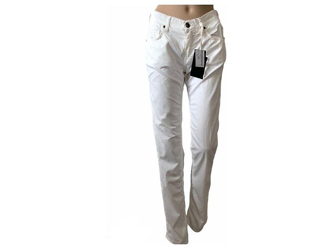 Pantalones blancos de algodón de corte recto Fay - vista 6