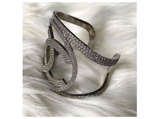 Braccialetto grande con cristalli Chanel CC Argento - vista 5