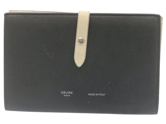 Céline CELINE Large Strap Wallet Leather Black Auth ai152 - view 2