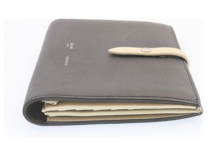 Céline CELINE Large Strap Wallet Leather Black Auth ai152 - view 8