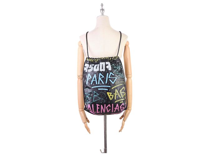 Mochila Balenciaga de cuero negro con cordón Graffiti Explorer - vista 9