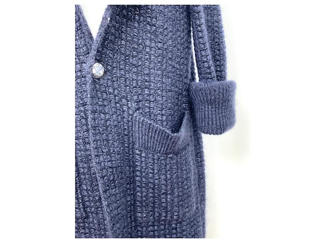 Chanel Abrigo largo de punto Azul marino - vista 4