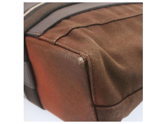 Hermès HERMES Troca Orizzontale MM Tote Bag Canvas Marrone Autentico4838 - vista 11