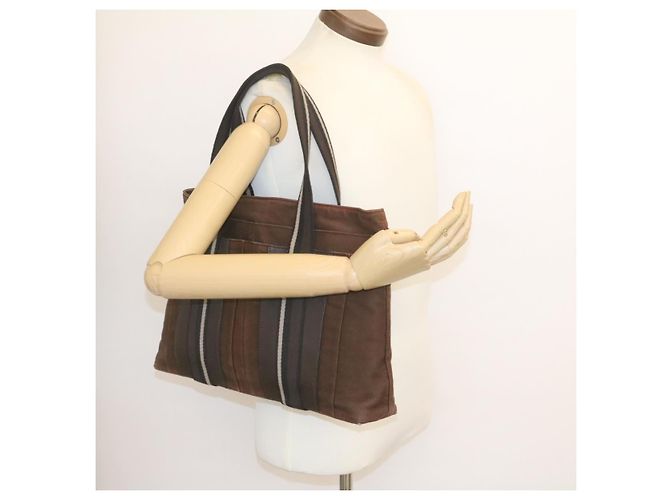 Hermès HERMES Troca Orizzontale MM Tote Bag Canvas Marrone Autentico4838 - vista 19