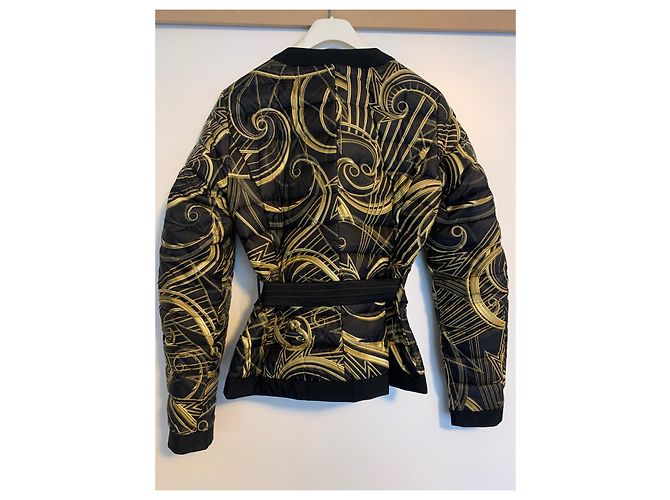 Chaqueta acolchada Versace negra con estampado dorado Negro - vista 3