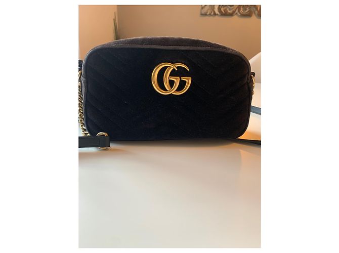 Borsa a tracolla Gucci GG Marmont velluto nero - vista 2