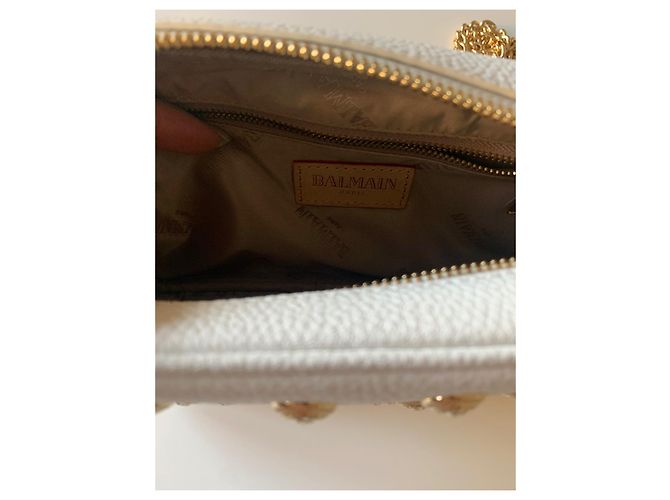 Borsa Balmain reversibile in pelle bianca Bianco - vista 4