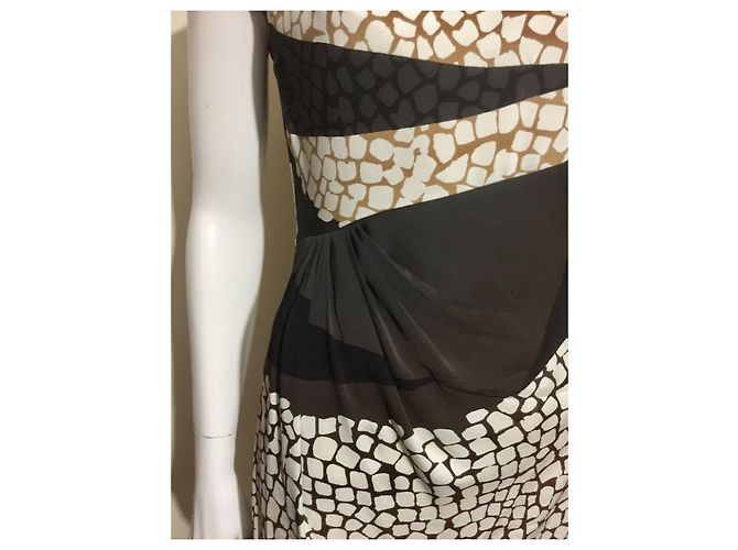 Diane Von Furstenberg Vestido DvF de seda Mattie con estampado abstracto Castaño Negro Beige - vista 3