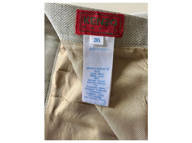 Kenzo Falda T de sarga de mezcla de lana gris claro jaspeado.34-36 - vista 12