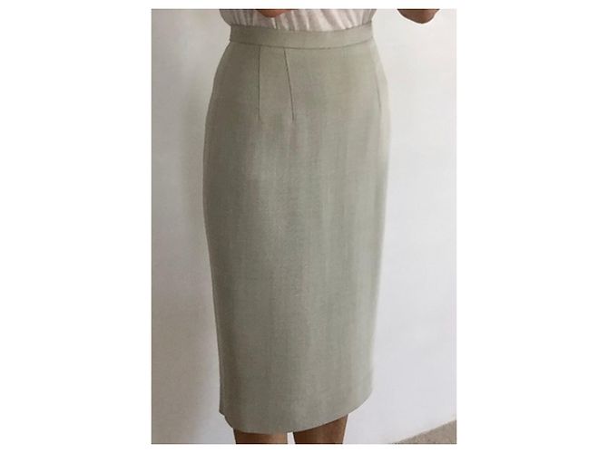 Kenzo Falda T de sarga de mezcla de lana gris claro jaspeado.34-36 - vista 3