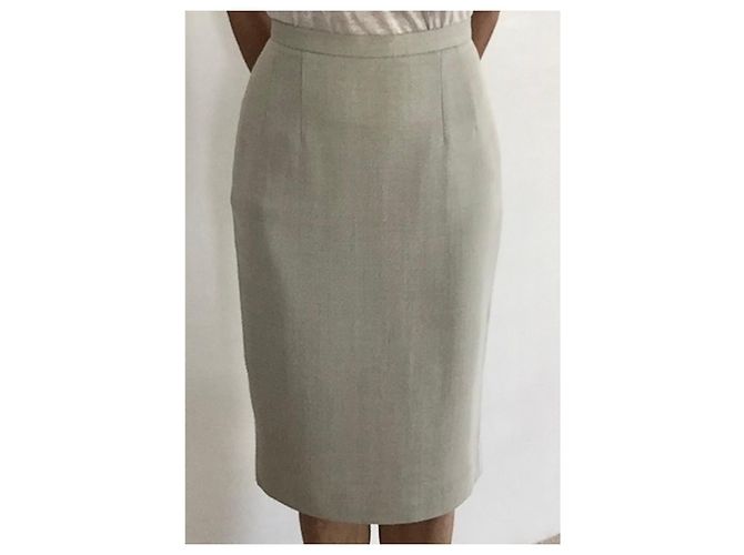 Kenzo Falda T de sarga de mezcla de lana gris claro jaspeado.34-36 - vista 5