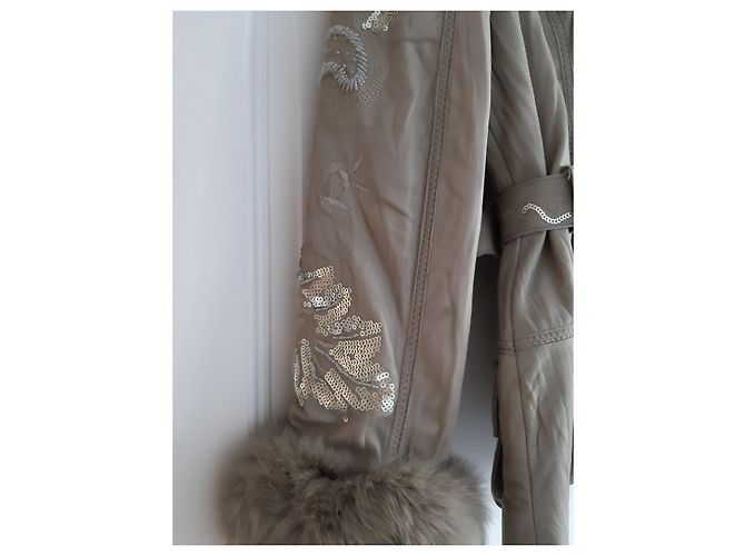 Ebène by Assuline Giacca di pelle e pelliccia Grigio - vista 4
