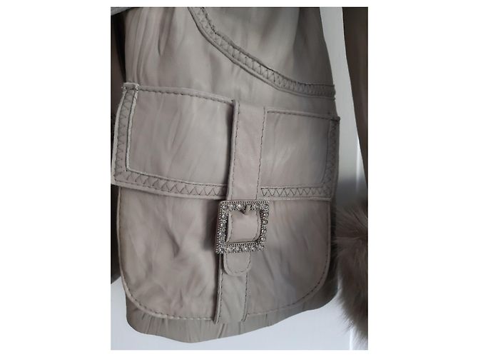 Ebène by Assuline Giacca di pelle e pelliccia Grigio - vista 7