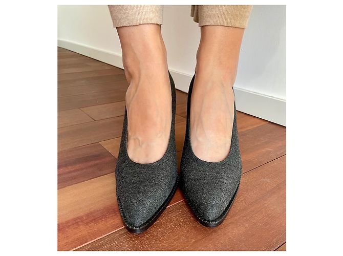 Décolleté Walter Steiger in flanella grigia e pelle 10cm Grigio - vista 2