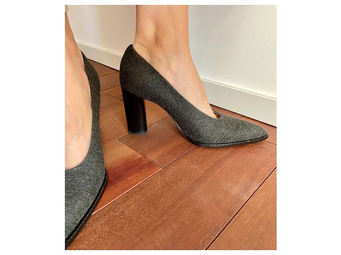 Décolleté Walter Steiger in flanella grigia e pelle 10cm Grigio - vista 3