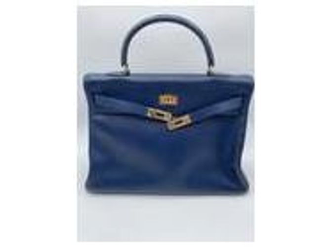Hermès Kelly 35 Hardware de ouro ,  Com alça de ombro, cadeado e chaves Azul - vista 6