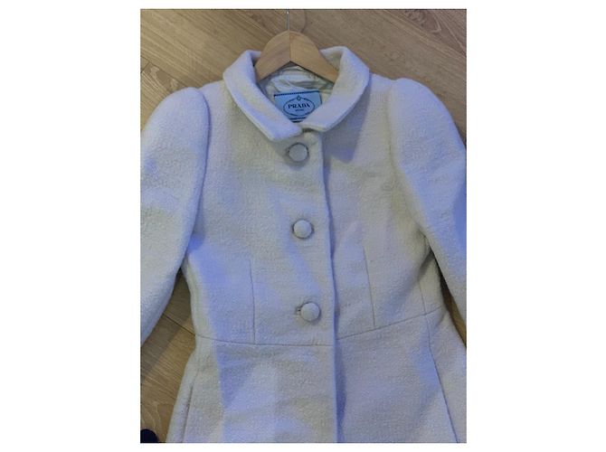 Prada Wool Coat Cream Size 36 - view 2