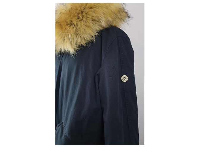 Blonde No.8 giacca parka lunga San Marino 316 blu navy cotone - vista 2