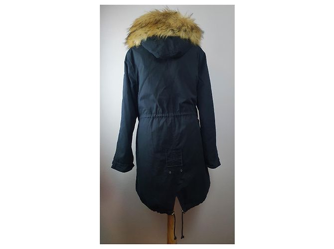 Blonde No.8 giacca parka lunga San Marino 316 blu navy cotone - vista 3