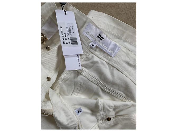 Vaqueros Elisabetta Franchi Blancos de Denim Talla M - vista 7