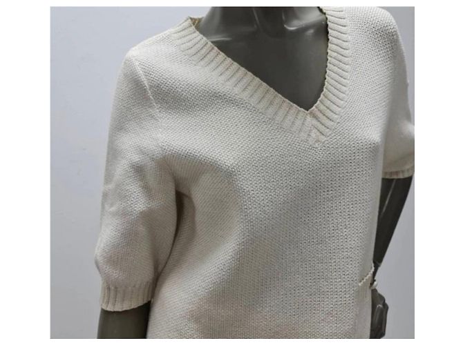 Conjunto de terno Chanel Ivory Knited Bege - vista 3