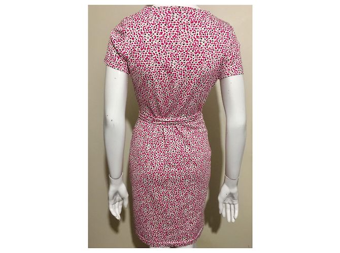 Diane Von Furstenberg DvF New Julian Two Wickelkleid aus Seidengemisch Schwarz Pink Weiß - Ansicht 2
