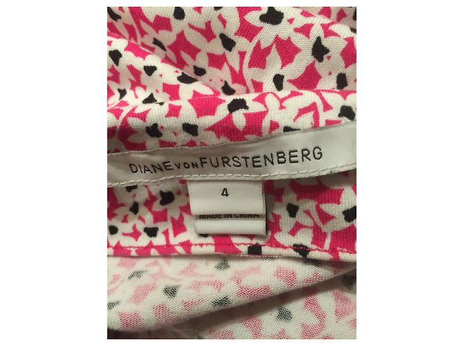 Diane Von Furstenberg DvF New Julian Two Wickelkleid aus Seidengemisch Schwarz Pink Weiß - Ansicht 4