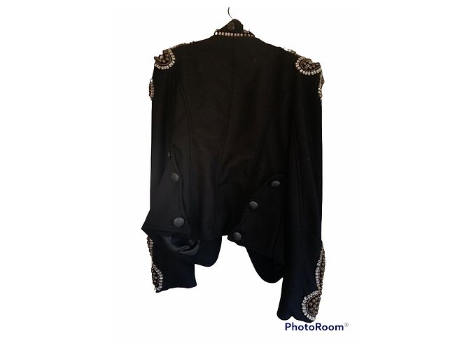 Balmain Militärjacke aus schwarzer Wolle - Ansicht 2