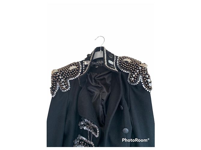 Balmain Militärjacke aus schwarzer Wolle - Ansicht 4