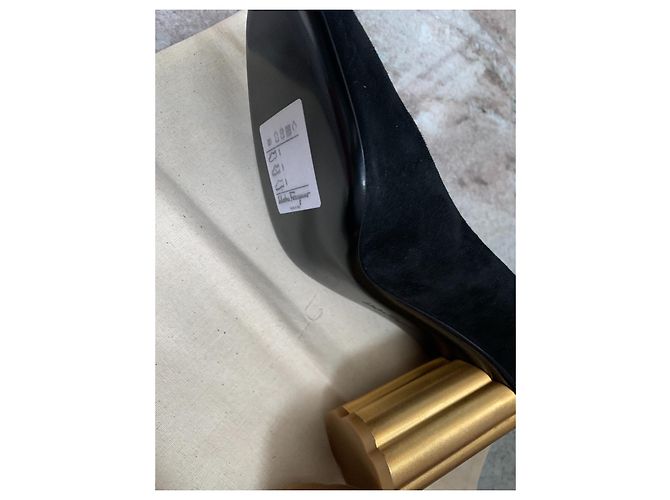 Salvatore Ferragamo LUCCA 85 Keilsandaletten aus Wildleder Schwarz - Ansicht 5