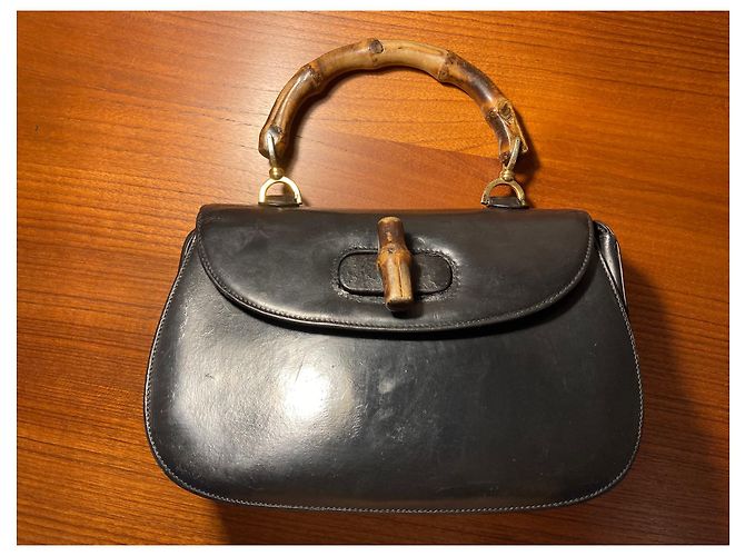 Gucci Bamboo Handtasche aus schwarzem Leder - Ansicht 3